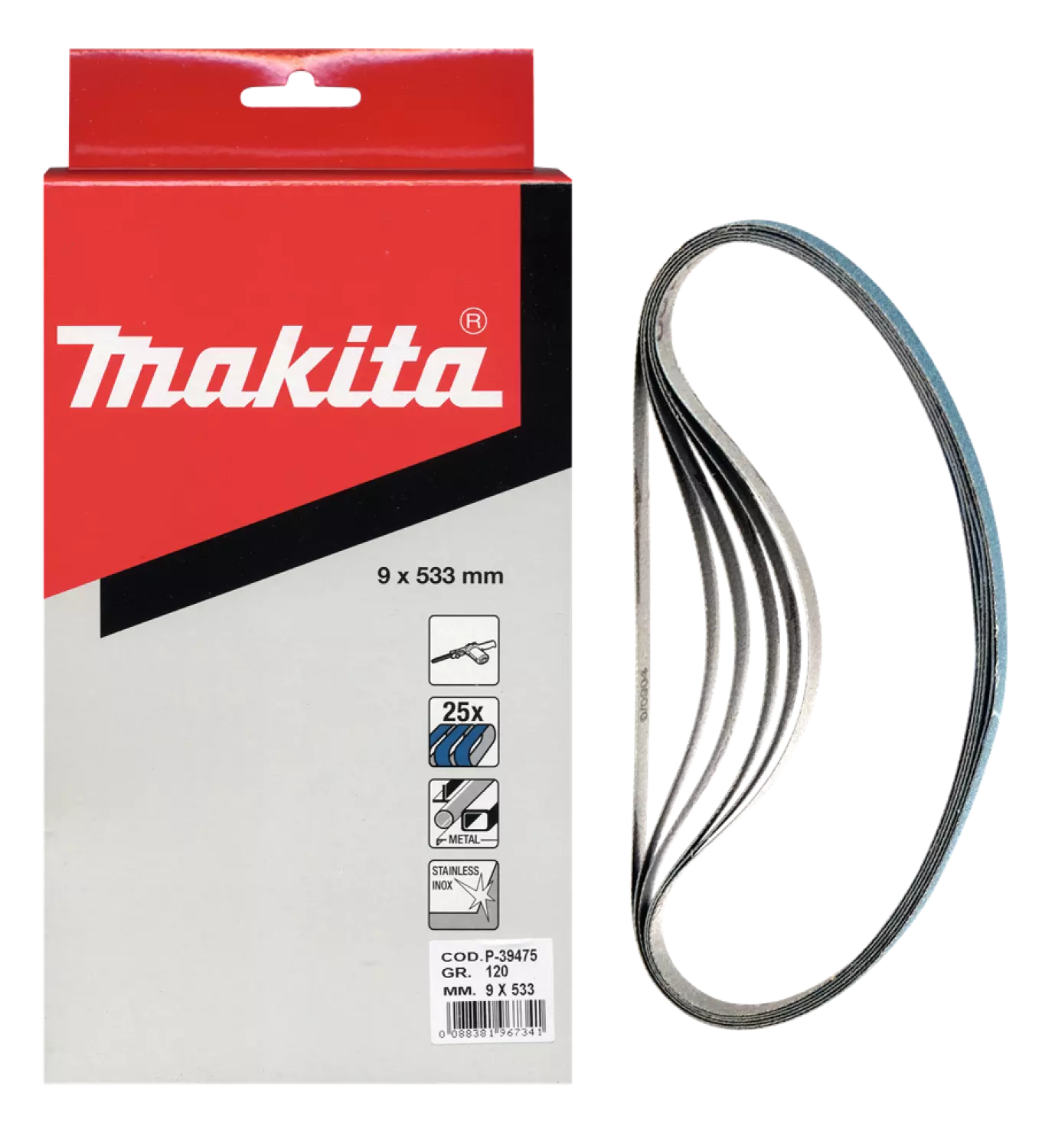 Makita P-39431 Bande abrasive - K40 533 x 9 Bleu